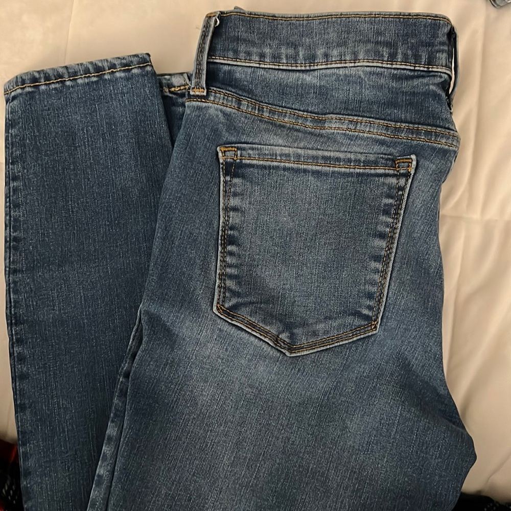 Medium wash true skinny jeans